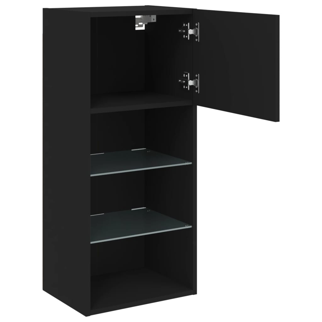 TV Cabinet with LED Lights Black 40.5x30x90 cm