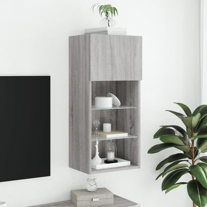 TV Cabinet with LED Lights Grey Sonoma 40.5x30x90 cm