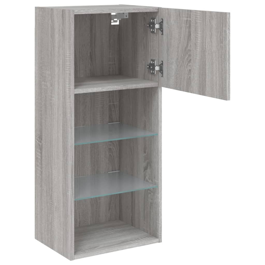 TV Cabinet with LED Lights Grey Sonoma 40.5x30x90 cm