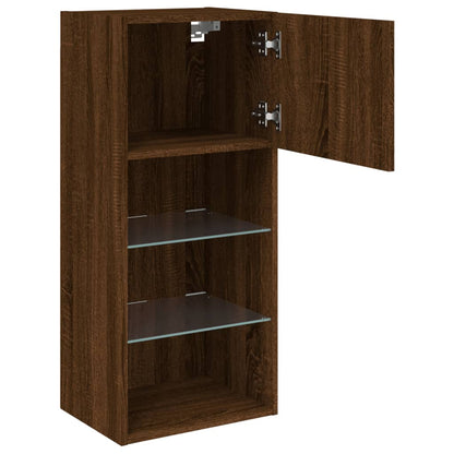 TV Cabinet with LED Lights Brown Oak 40.5x30x90 cm