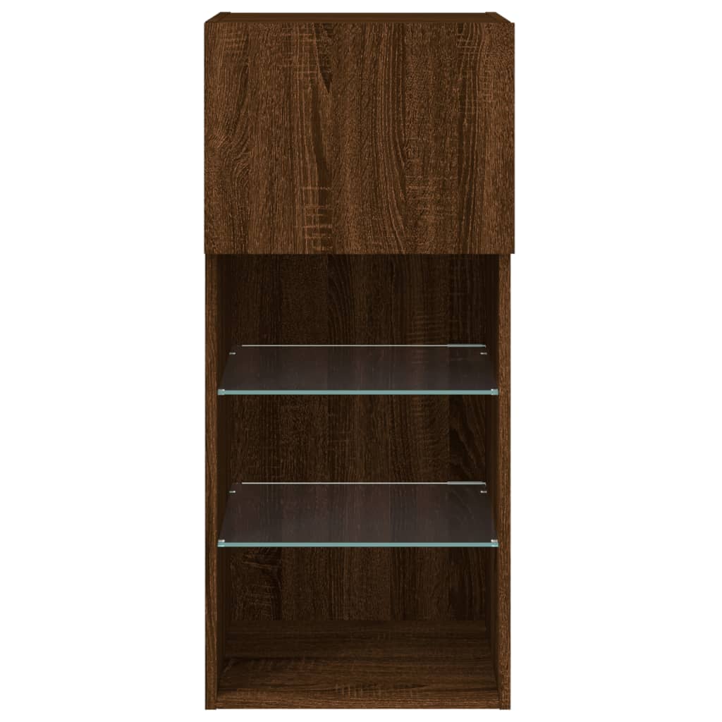 TV Cabinet with LED Lights Brown Oak 40.5x30x90 cm