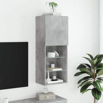 TV Cabinet with LED Lights Concrete Grey 40.5x30x102 cm