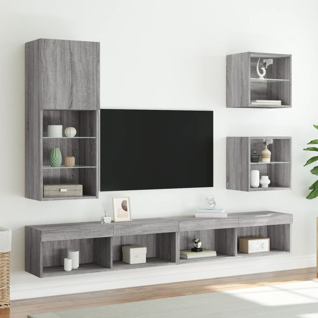 TV Cabinet with LED Lights Grey Sonoma 40.5x30x102 cm