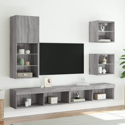 TV Cabinet with LED Lights Grey Sonoma 40.5x30x102 cm