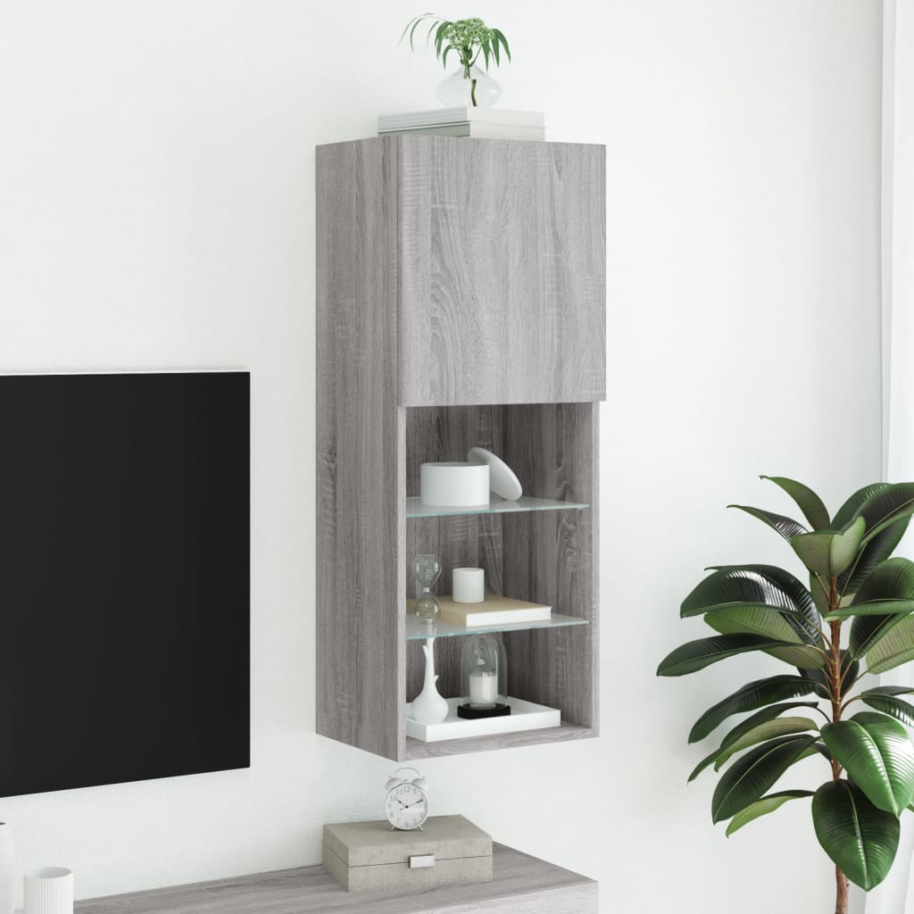 TV Cabinet with LED Lights Grey Sonoma 40.5x30x102 cm