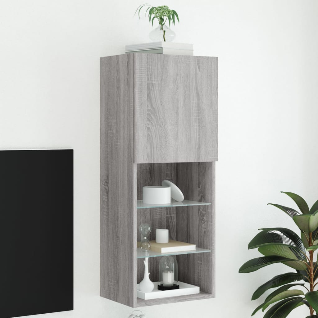 TV Cabinet with LED Lights Grey Sonoma 40.5x30x102 cm