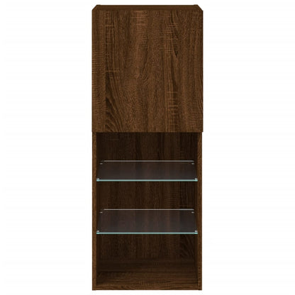 TV Cabinet with LED Lights Brown Oak 40.5x30x102 cm