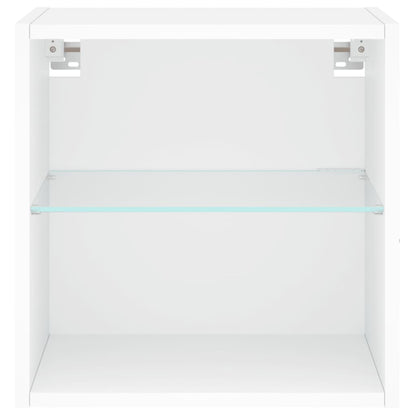 Bedside Cabinets with LED Lights Wall-mounted 2 pcs White