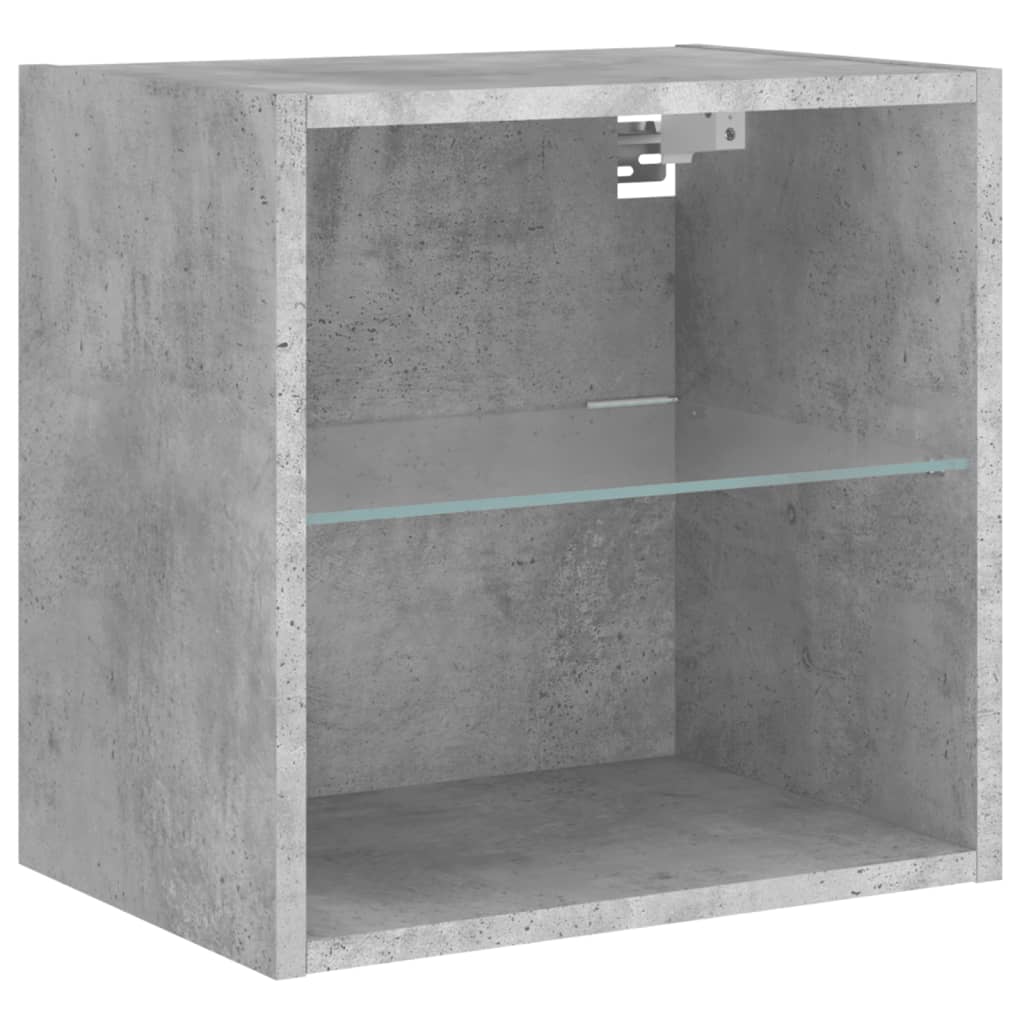 Bedside Cabinets with LED Lights Wall-mounted 2 pcs Concrete Grey