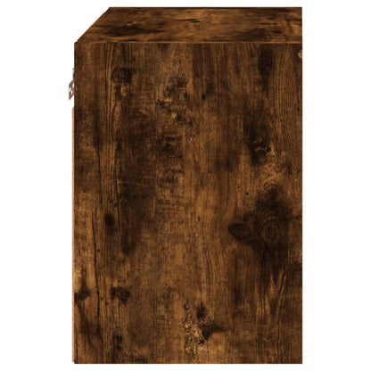 Bedside Cabinets with LED Lights Wall-mounted 2 pcs Smoked Oak