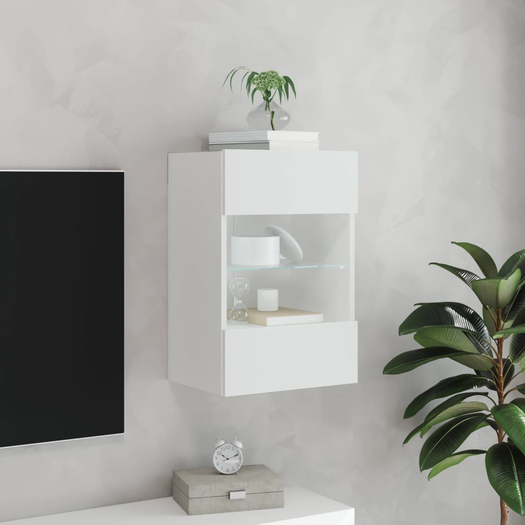 TV Wall Cabinet with LED Lights White 40x30x60.5 cm