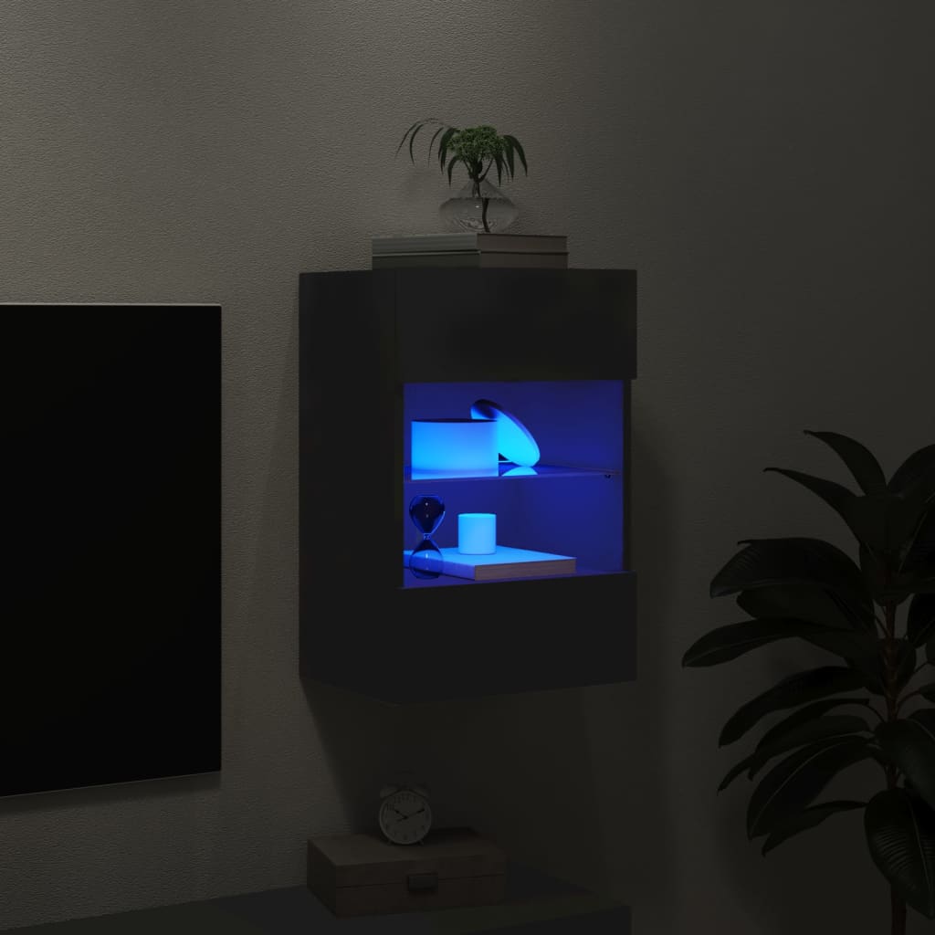 TV Wall Cabinet with LED Lights Black 40x30x60.5 cm