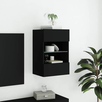 TV Wall Cabinet with LED Lights Black 40x30x60.5 cm