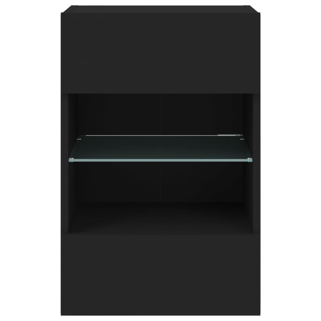 TV Wall Cabinet with LED Lights Black 40x30x60.5 cm