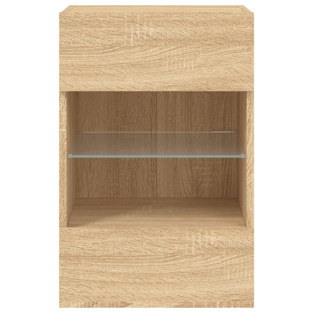 TV Wall Cabinet with LED Lights Sonoma Oak 40x30x60.5 cm