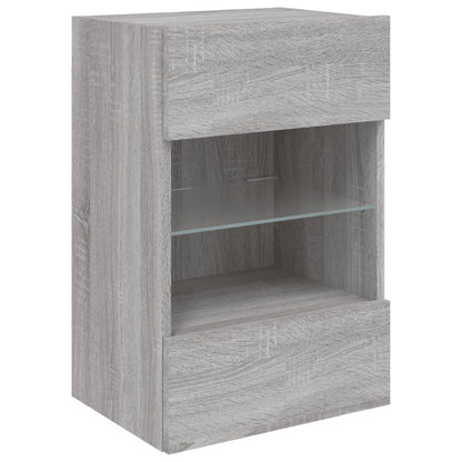 TV Wall Cabinet with LED Lights Grey Sonoma 40x30x60.5 cm