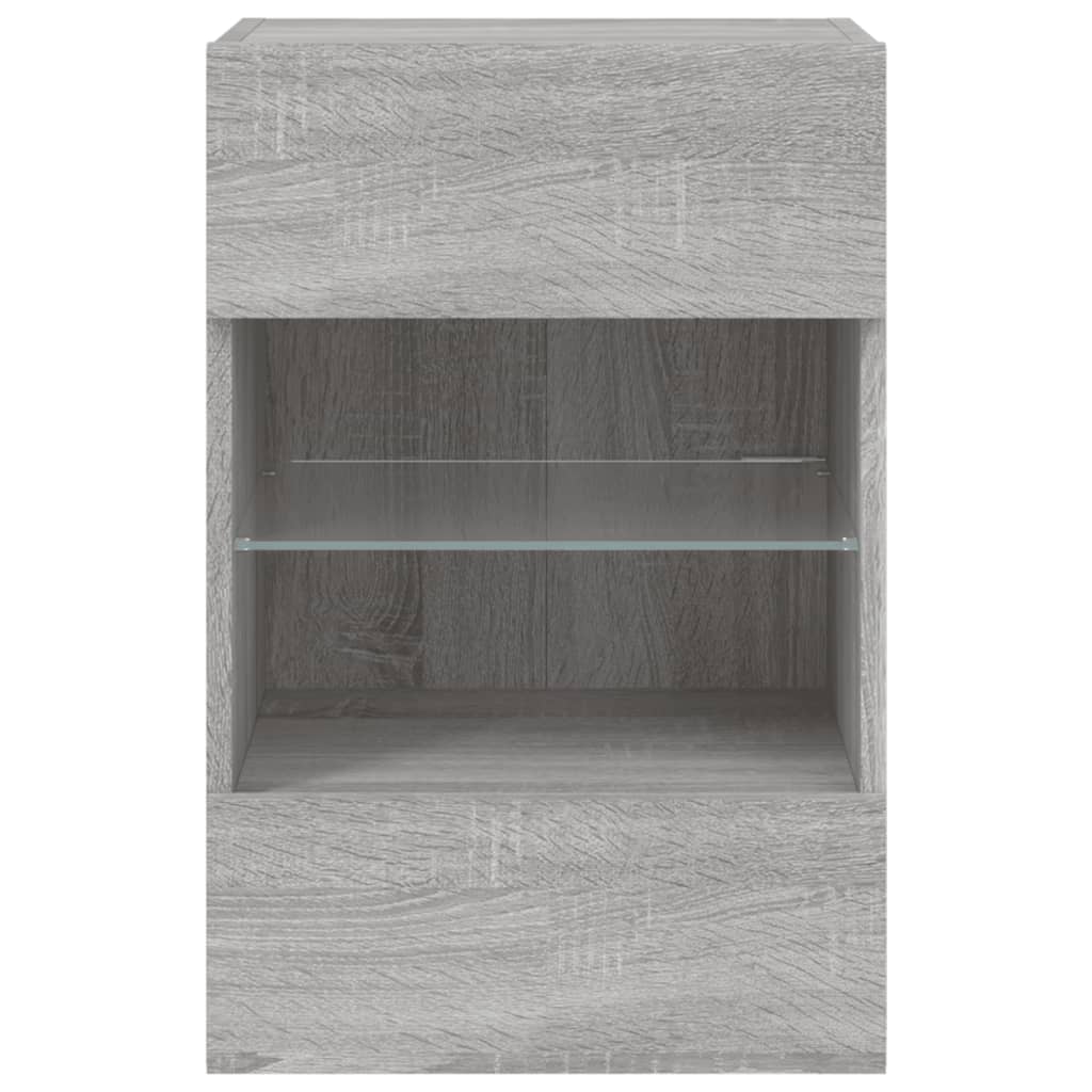 TV Wall Cabinet with LED Lights Grey Sonoma 40x30x60.5 cm