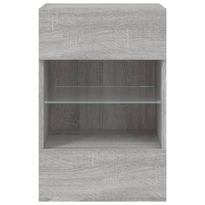 TV Wall Cabinet with LED Lights Grey Sonoma 40x30x60.5 cm