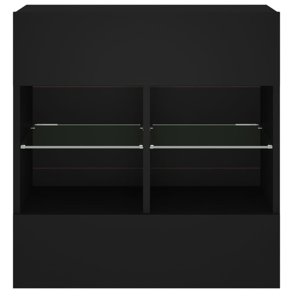 TV Wall Cabinet with LED Lights Black 58.5x30x60.5 cm