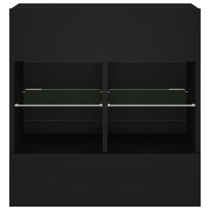 TV Wall Cabinet with LED Lights Black 58.5x30x60.5 cm