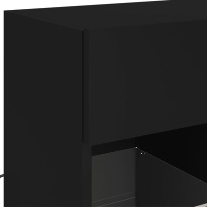 TV Wall Cabinet with LED Lights Black 58.5x30x60.5 cm