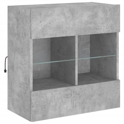 TV Wall Cabinet with LED Lights Concrete Grey 58.5x30x60.5 cm