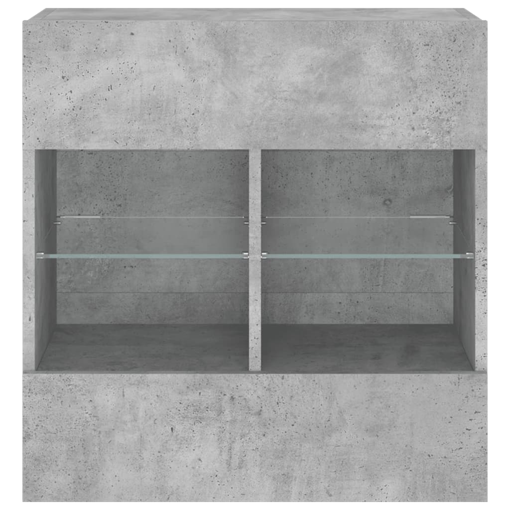 TV Wall Cabinet with LED Lights Concrete Grey 58.5x30x60.5 cm