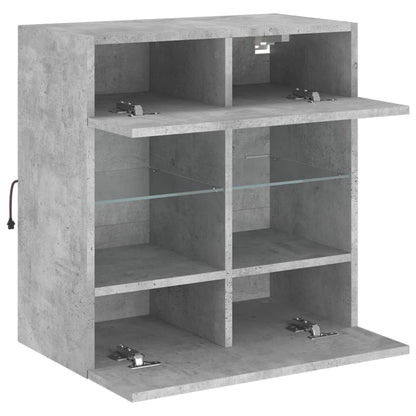 TV Wall Cabinet with LED Lights Concrete Grey 58.5x30x60.5 cm