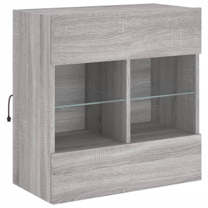 TV Wall Cabinet with LED Lights Grey Sonoma 58.5x30x60.5 cm