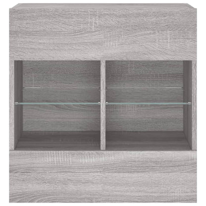 TV Wall Cabinet with LED Lights Grey Sonoma 58.5x30x60.5 cm