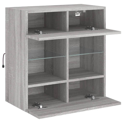 TV Wall Cabinet with LED Lights Grey Sonoma 58.5x30x60.5 cm