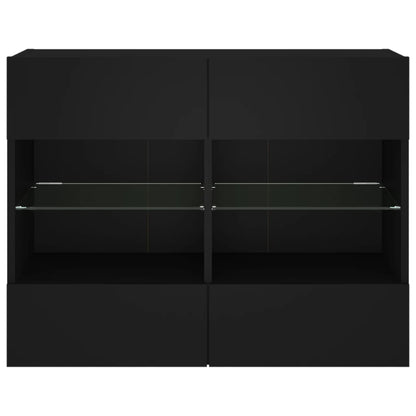 TV Wall Cabinet with LED Lights Black 78.5x30x60.5 cm