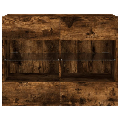 TV Wall Cabinet with LED Lights Smoked Oak 78.5x30x60.5 cm