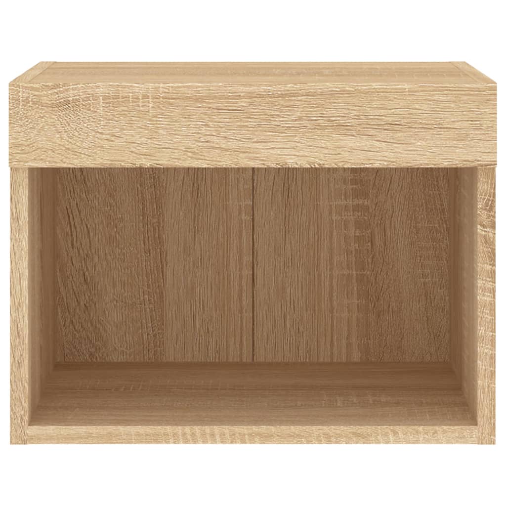 Bedside Cabinets with LED Lights Wall-mounted 2 pcs Sonoma Oak