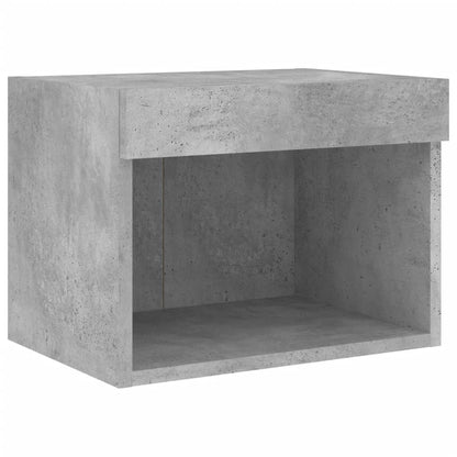 Bedside Cabinets with LED Lights Wall-mounted 2 pcs Concrete Grey