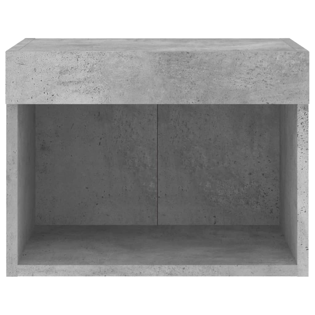 Bedside Cabinets with LED Lights Wall-mounted 2 pcs Concrete Grey