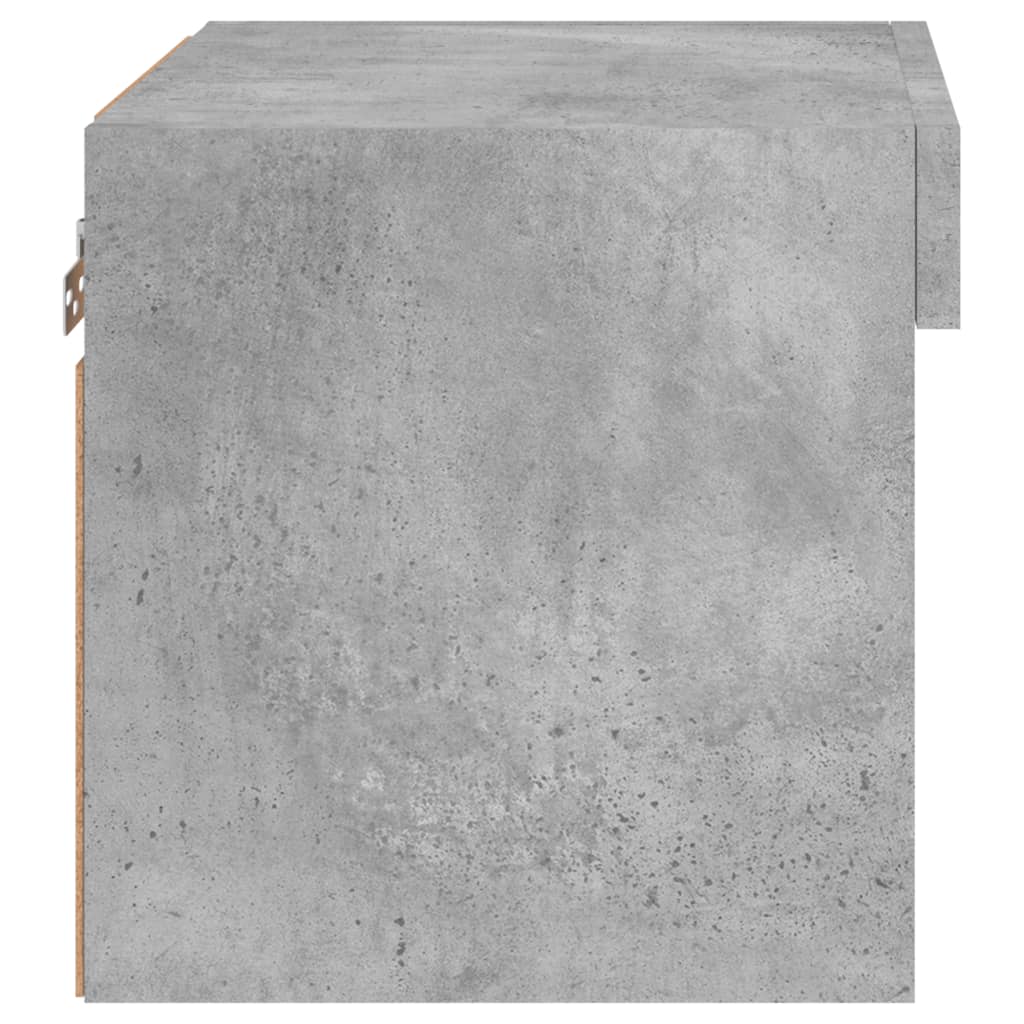 Bedside Cabinets with LED Lights Wall-mounted 2 pcs Concrete Grey