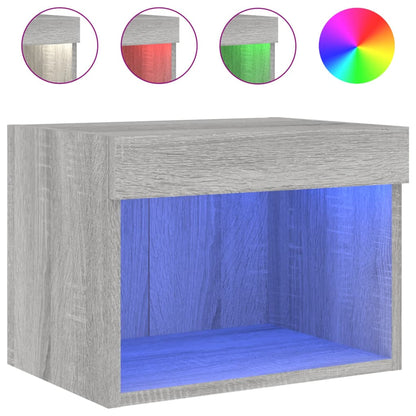 Bedside Cabinets with LED Lights Wall-mounted 2 pcs Grey Sonoma