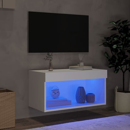 TV Cabinet with LED Lights White 60x30x30 cm