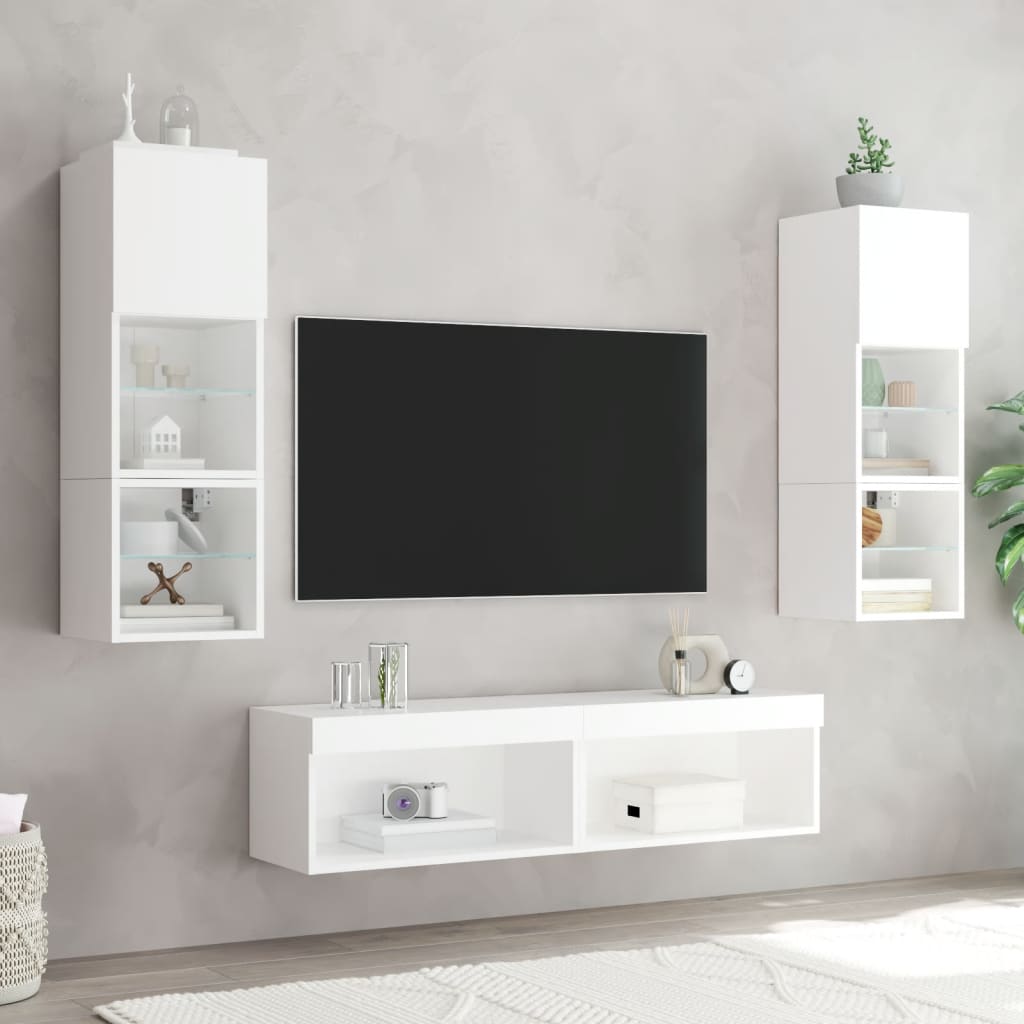 TV Cabinet with LED Lights White 60x30x30 cm