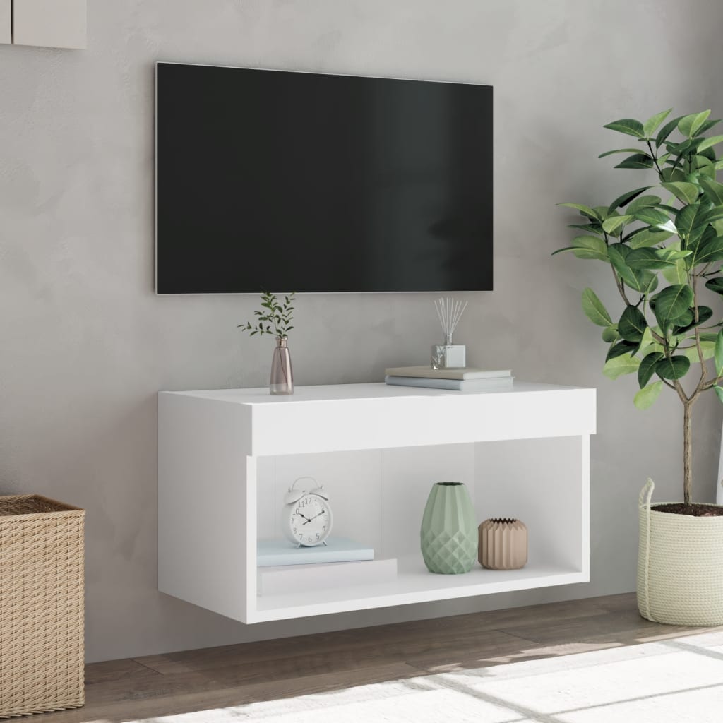 TV Cabinet with LED Lights White 60x30x30 cm