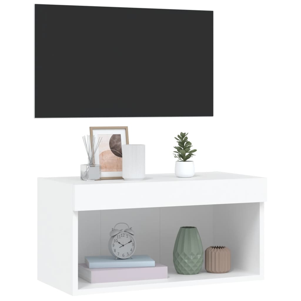 TV Cabinet with LED Lights White 60x30x30 cm