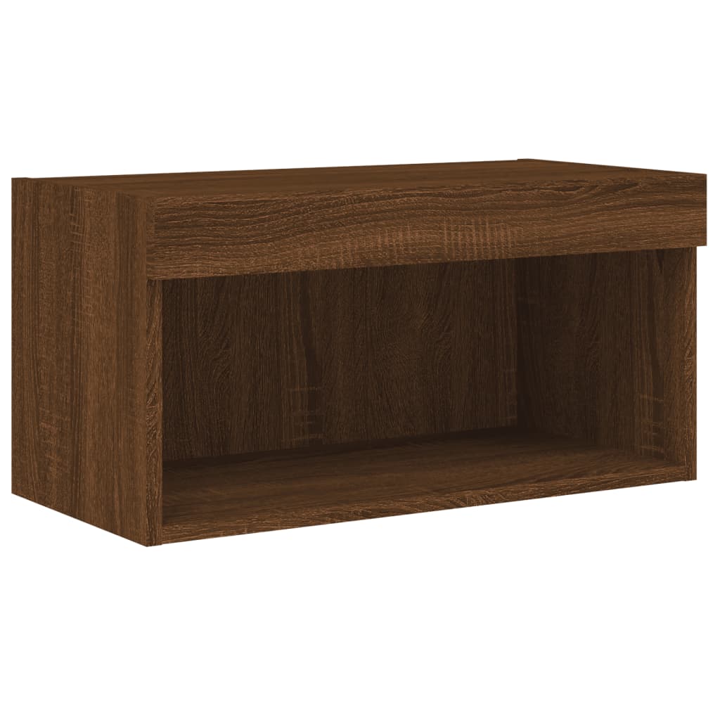 TV Cabinet with LED Lights Brown Oak 60x30x30 cm