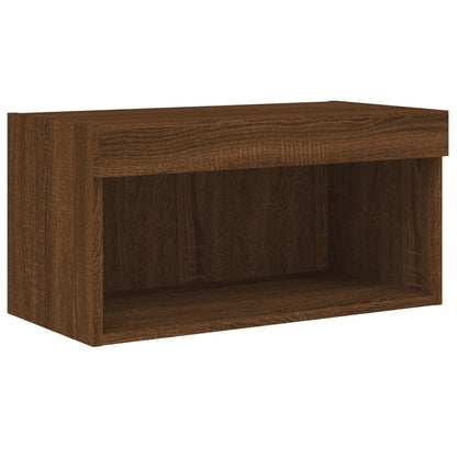 TV Cabinet with LED Lights Brown Oak 60x30x30 cm