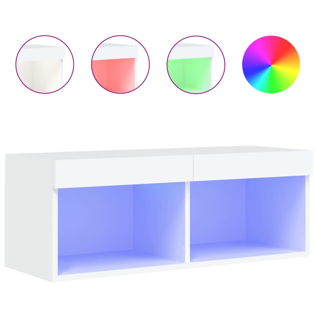 TV Cabinet with LED Lights White 80x30x30 cm