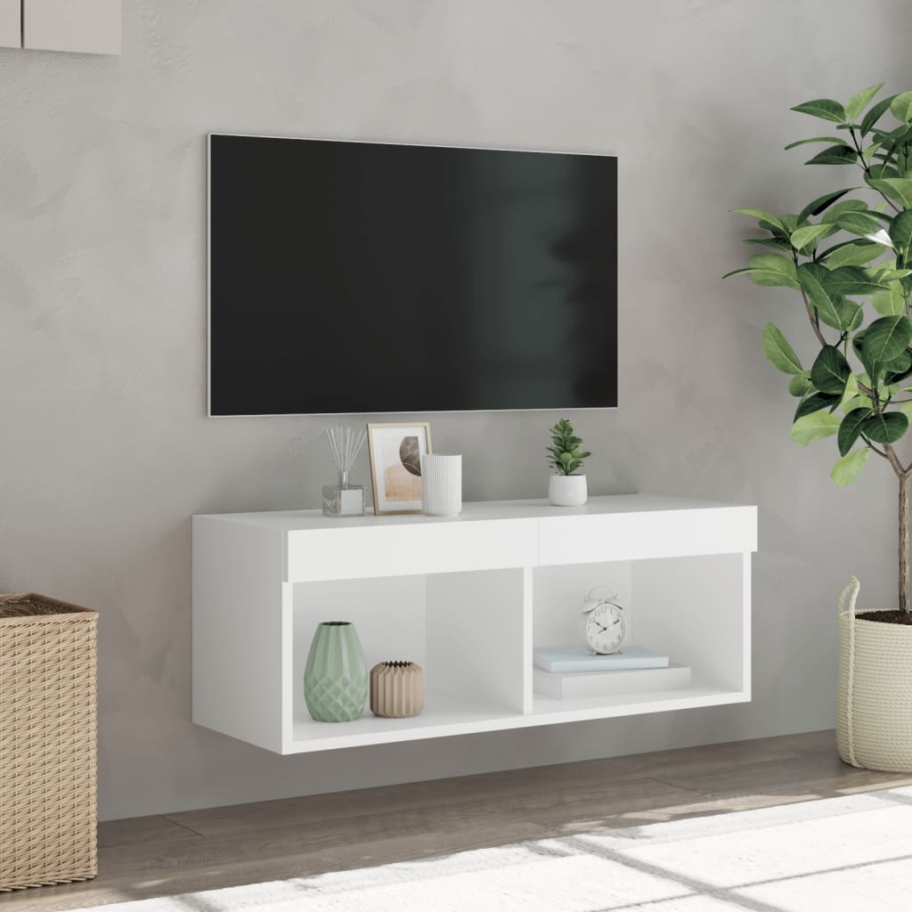 TV Cabinet with LED Lights White 80x30x30 cm