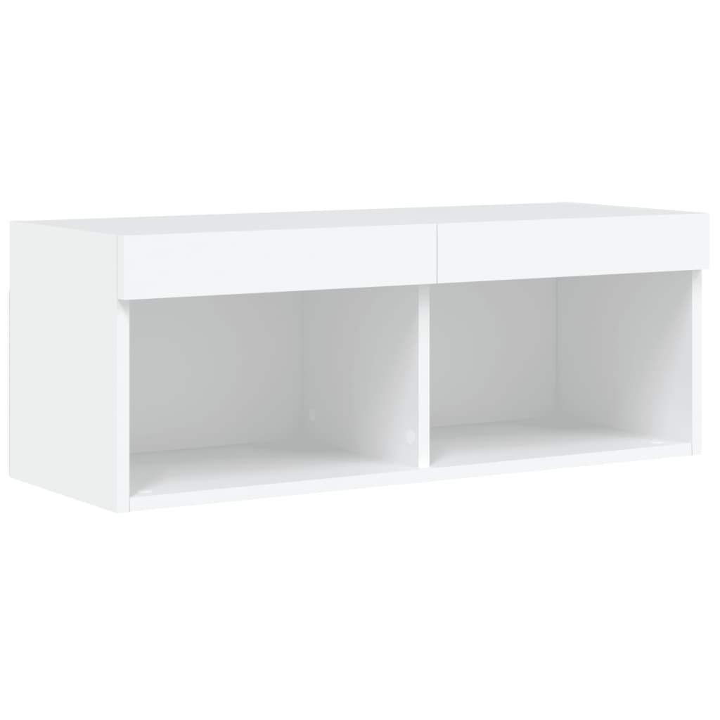 TV Cabinet with LED Lights White 80x30x30 cm