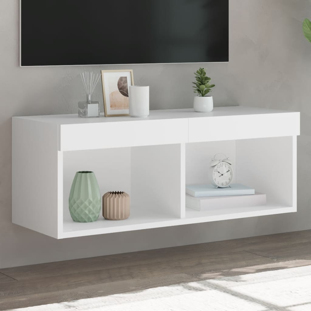 TV Cabinet with LED Lights White 80x30x30 cm