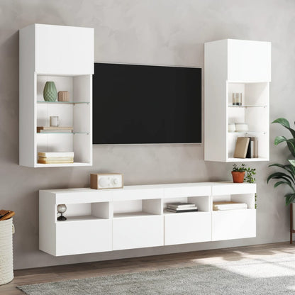 TV Wall Cabinet with LED Lights White 40x30x40 cm