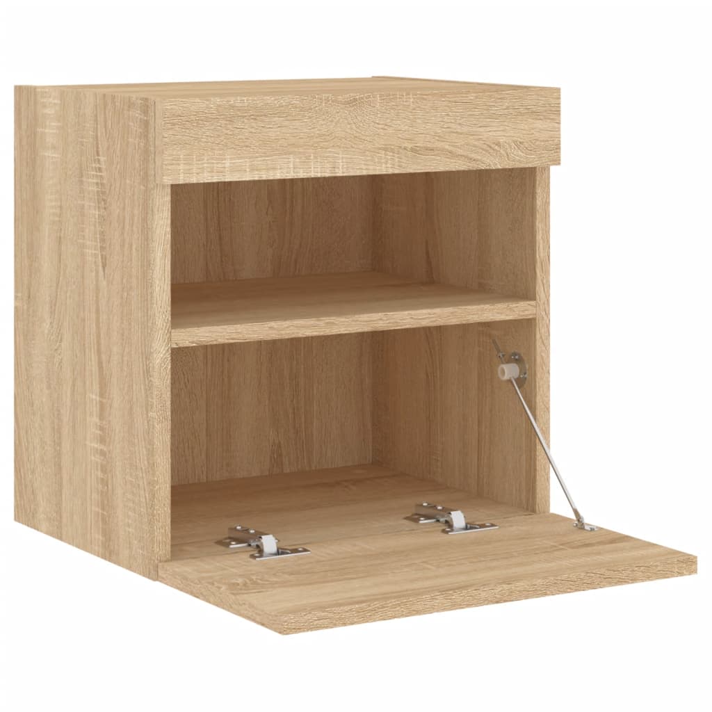 TV Wall Cabinet with LED Lights Sonoma Oak 40x30x40 cm